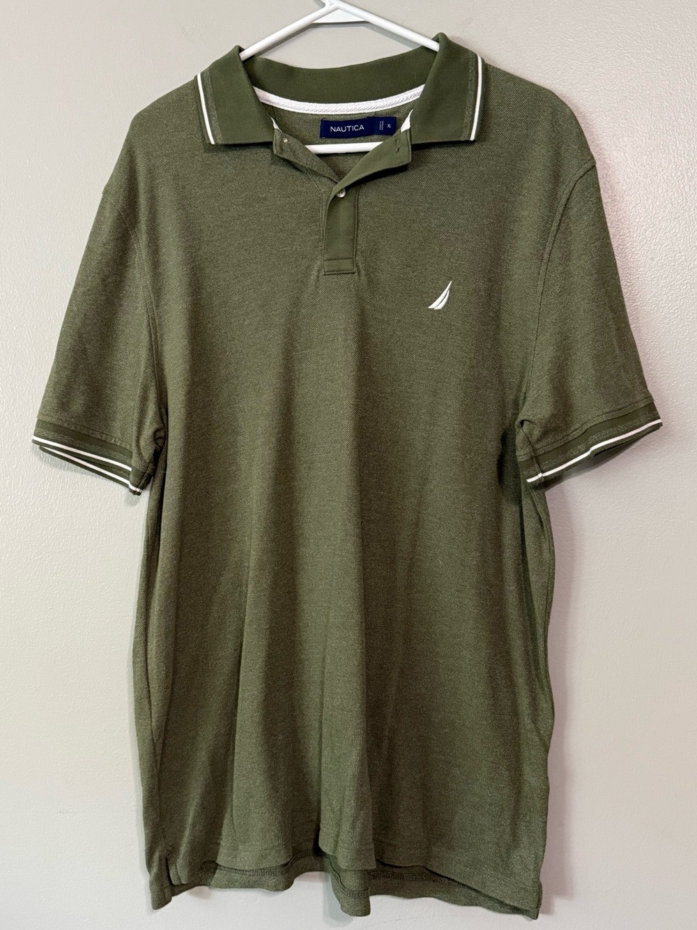 Nautica Men's XL Olive Green Short Sleeve Polo Shirt 634B9